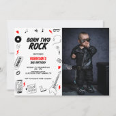 Geboren twee Rock Rockstar 2e Verjaardag Foto Kaart (Voorkant)