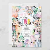 Geboren TWEE Wees wild! Safari Dieren Cool 2e Verj Kaart (Voorkant)