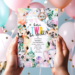 Geboren TWEE Wees wild! Safari Dieren Cool 2e Verj Kaart