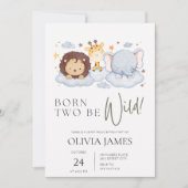 Geboren twee worden wild 2e verjaardag kaart (Voorkant)