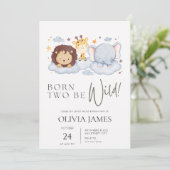 Geboren twee worden wild 2e verjaardag kaart (Staand voorkant)