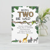 geboren TWO Wild Birthday Kaart (Staand voorkant)