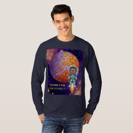 Geboren uit de sterren, astronaut t-shirt (Voorkant volledig)