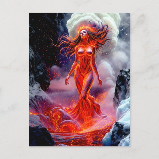 "Geboren uit het Inferno" - Vulkanisch vrouwenport Briefkaart (Voorkant)
