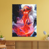 "Geboren uit het Inferno" - Vulkanisch vrouwenport Canvas Afdruk (Insitu (Woonkamer))