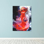 "Geboren uit het Inferno" - Vulkanisch vrouwenport Canvas Afdruk (Insitu (Houten vloer))