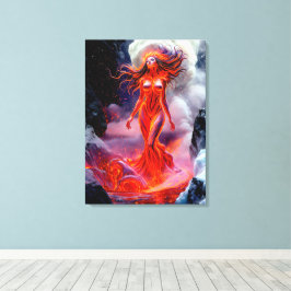 "Geboren uit het Inferno" - Vulkanisch vrouwenport Canvas Afdruk