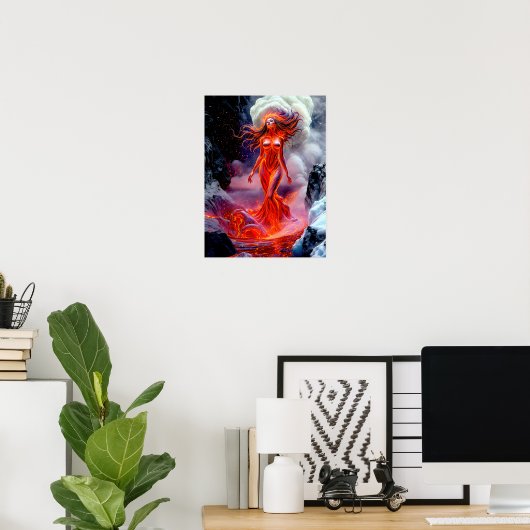 "Geboren uit het Inferno" - Vulkanisch vrouwenport Poster (Thuiskantoor)