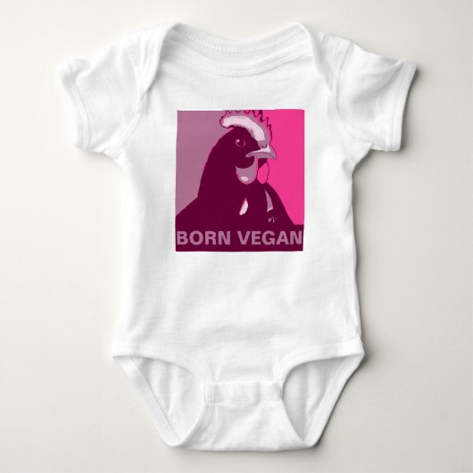 Geboren Vegan Roze Pop Art Kip Baby Jumper Romper (Voorkant)