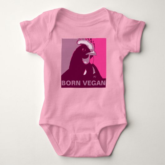 Geboren Vegan Roze Pop Art Kip Baby Jumper Romper (Voorkant)
