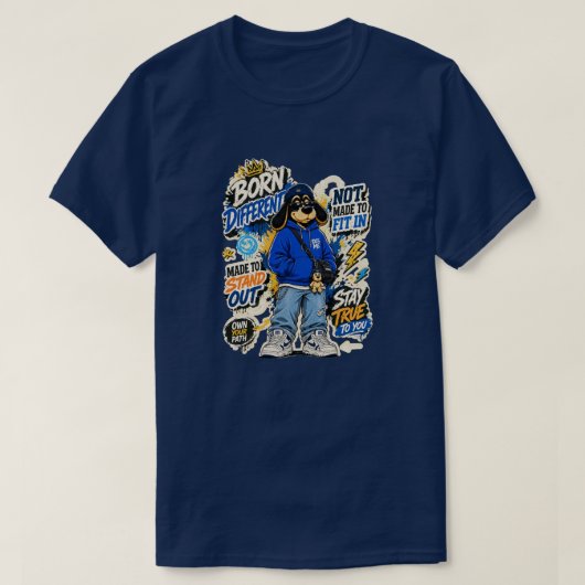 Geboren Vermoeid Grappig T-Shirt voor Uitgeputte V (Design voorkant)