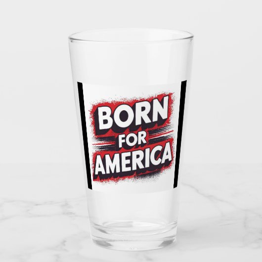 "Geboren voor Amerika Patriottische Mok" Glas (Voorkant)