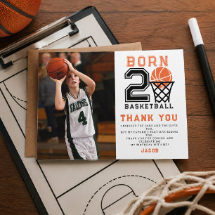 Geboren voor Basketbal Sport Jongens 2e Verjaar Bedankkaart