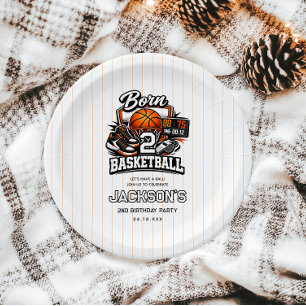Geboren voor Basketbal Sport Thema 2e Verjaardag Papieren Bordje
