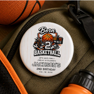 Geboren voor Basketbal   Sport Thema 2e Verjaardag Ronde Button 3,2 Cm