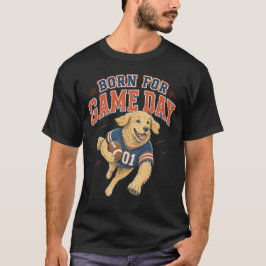 Geboren voor gameday Golden Retriever voetbal T-shirt