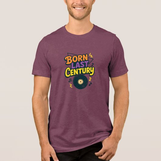 Geboren vorige eeuw vinylplaat grappig Tri-Blend shirt (Voorkant)