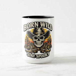 Geboren Wild Blijf Spooky Western Cowboy Schedel h Mok