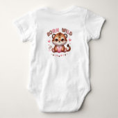 Geboren wilde schattige tijger zachte pastel roze  romper (Achterkant)