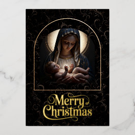 “Geborgen in het goddelijke licht” Folie kerstkaar Feestdagenkaart