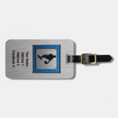 Geborsteld aluminium look Basketbalspeler Bagagelabel (Voorkant horizontaal)