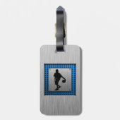 Geborsteld aluminium look Basketbalspeler Bagagelabel (Achterkant verticaal)