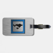 Geborsteld aluminium look Basketbalspeler Bagagelabel (Achterkant horizontaal)