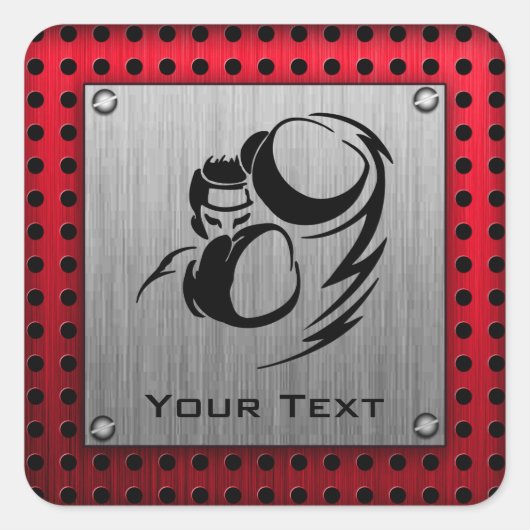 Geborsteld aluminium look Boxer Vierkante Sticker (Voorkant)