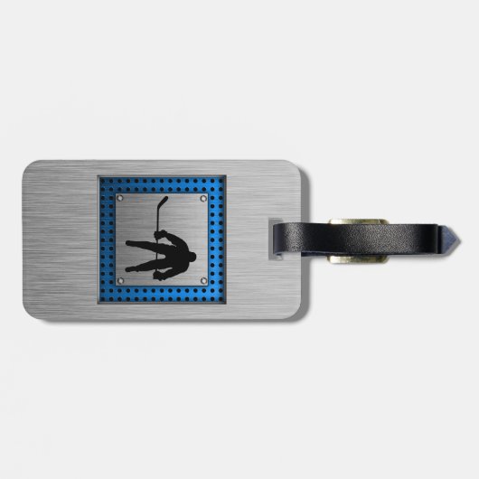 Geborsteld aluminium look Hockey Bagagelabel (Achterkant horizontaal)