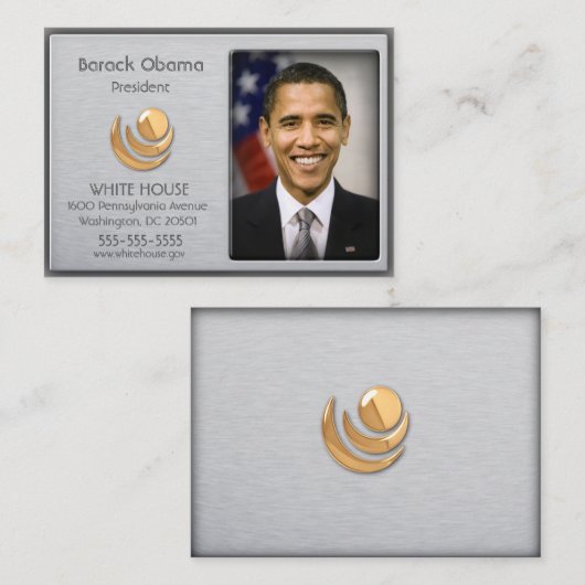 Geborsteld aluminium met gouden accentprofielkaart visitekaartje (Voorkant / Achterkant)