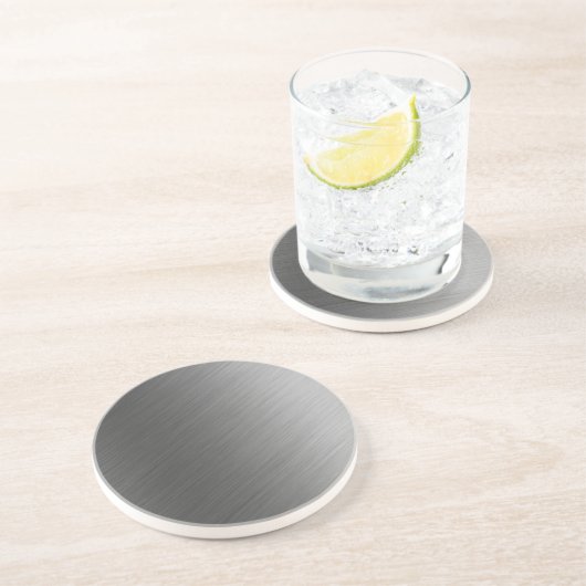 geborsteld aluminium metalen blik zandsteen onderzetter (Zijkant)