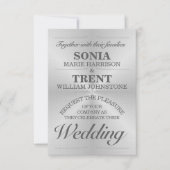 Geborsteld Aluminium Moderne Huwelijksuitnodiging Kaart (Voorkant)