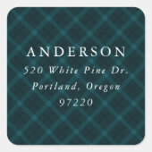 Geborsteld Blauwgroen geruit Retouradreslabel Vierkante Sticker (Voorkant)