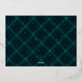 Geborsteld Blauwgroen Plaid Merry Christmas Non-Fo Folie Feestdagenkaart (Achterkant)
