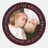 Geborsteld Bourgogne Plaid Foto Retouradres Label (Voorkant)