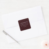 Geborsteld Bourgogne Plaid Retouradreslabel Vierkante Sticker (Envelop)