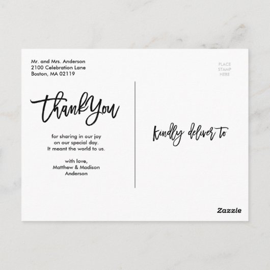Geborsteld bruiloft Dank u Briefkaart (Achterkant)