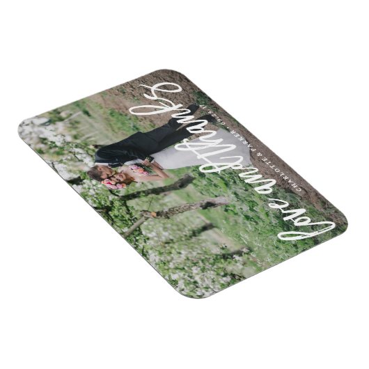 Geborsteld bruiloft dank u foto magneet (Rechterzijde)