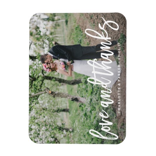 Geborsteld bruiloft dank u foto magneet (Verticaal)