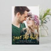 Geborsteld Charm ECHT FOIL Save The Date Kaart (Staand Voorkant)