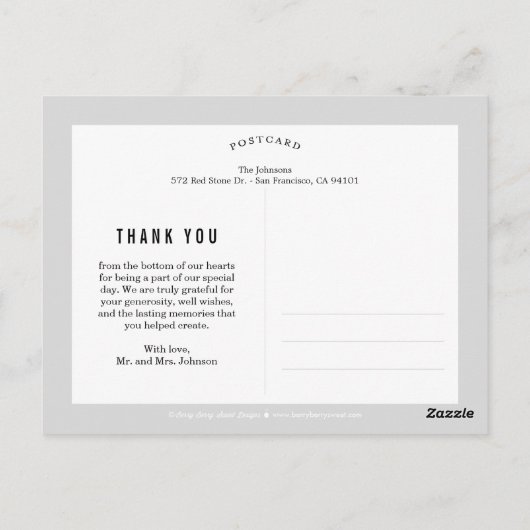 Geborsteld Charm Wedding Bedankt Card Briefkaart (Achterkant)