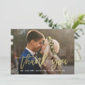 Geborsteld Charm Wedding Bedankt Card Faux Folie (Staand voorkant)