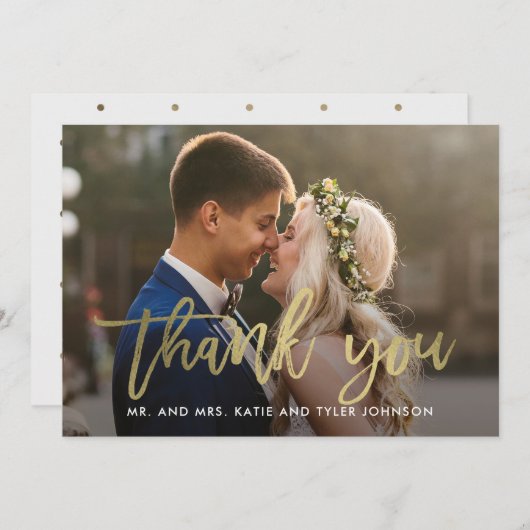 Geborsteld Charm Wedding Bedankt Card Faux Folie (Voorkant / Achterkant)