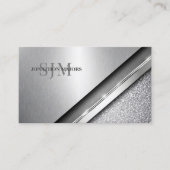 Geborsteld Chroom & Steen Monogram ID1042 Visitekaartje (Voorkant)