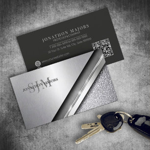 Geborsteld Chroom & Steen Monogram ID1042 Visitekaartje