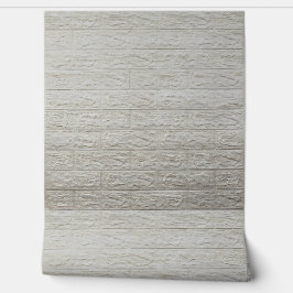 Geborsteld crème baksteen 3D behang