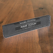 Geborsteld donkergrijs metaal naambordje (Zijkant)