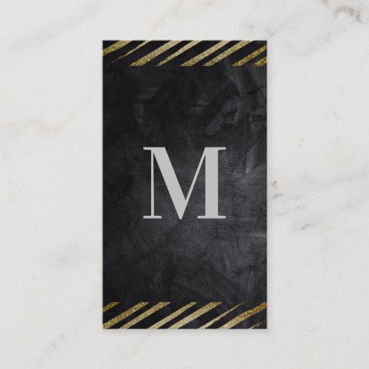 Geborsteld gestreept | Zwart textuur visitekaartje (Voorkant)