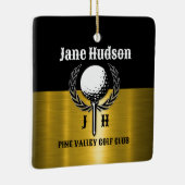 Geborsteld Goud Custom Golf Monogram Ontwerp Keramisch Ornament (Rechts)
