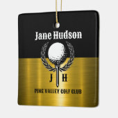 Geborsteld Goud Custom Golf Monogram Ontwerp Keramisch Ornament (Links)